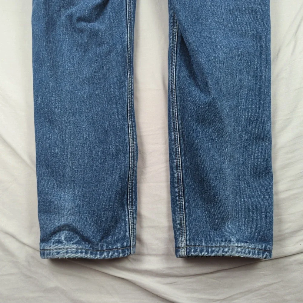 Lands End Jeans Mens 32x30 Blue Flannel Lined Plaid Outdoor Faded